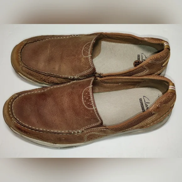 Clarks Men's Collection Sailview Step Slip On Sneaker Brown Leather Size 10 - Picture 2 of 5